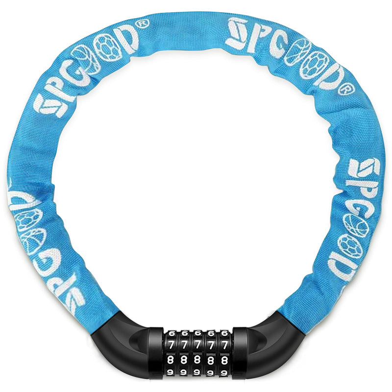 SPGOOD Bicycle Lock with Numbers and High Security Level, Bicycle Chain Lock, Number Code Combination Lock, Hardened Steel Chain Links, 14 Colours