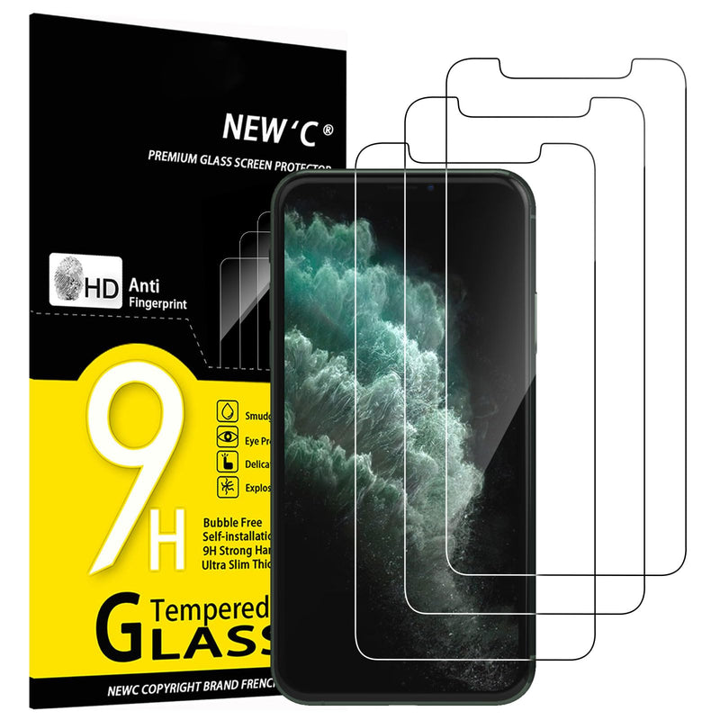 NEW'C Pack of 3 for iPhone 16, iPhone 15 for tempered glass (6.1 inches), free from scratches, 9H hardness, HD screen protector, ultra clear, ultra-resistant, easy installation tool included