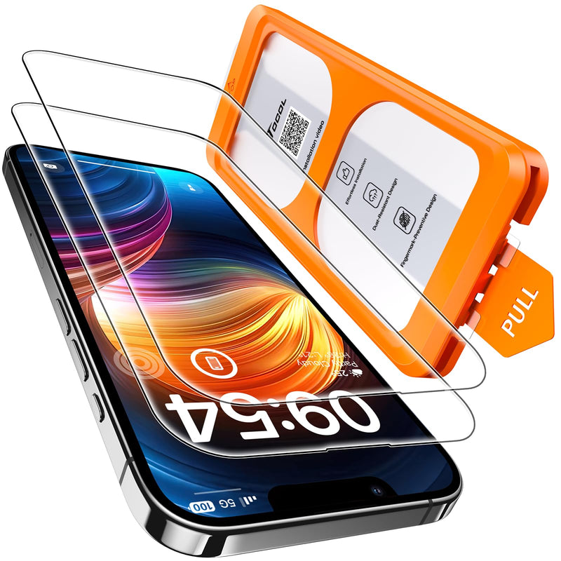TOCOL For iPhone 16 Pro for Tempered Glass, Full Screen Shockproof Protective Glass Car Installation 9H Hardness Film Scratch-Resistant Anti-Fingerprint Anti-Oil Anti-Bubble Screen Protector for