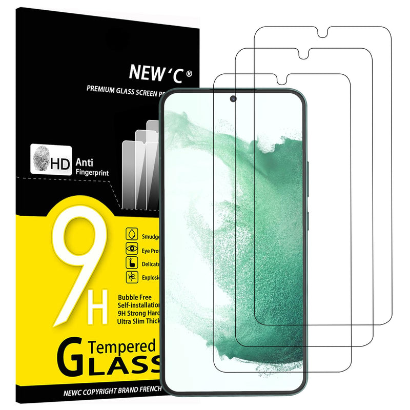 NEW'C Tempered Glass Screen Protector for Samsung Galaxy S24 FE 5G, Free from Scratches, 9H Hardness, HD Screen Protector, 0.33 mm Ultra Clear, Ultra Resistant, Pack of 3