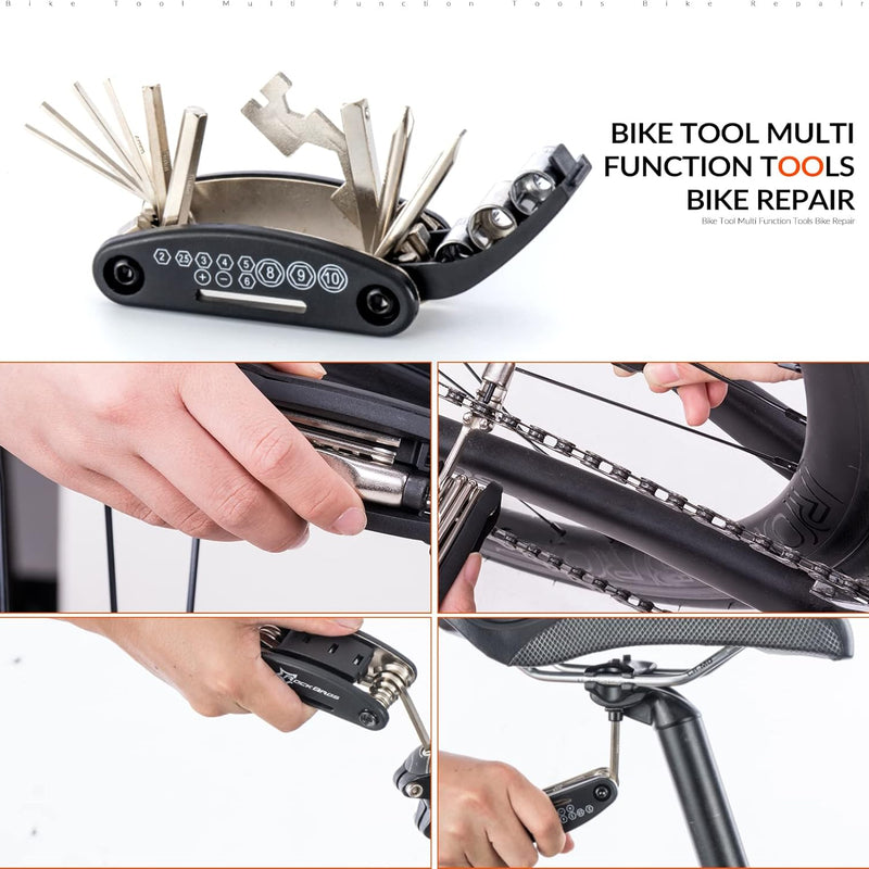 ROCKBROS Bicycle Multifunctional Tool 16 in 1 Foldable Repair Tool Set Repair Kit Black