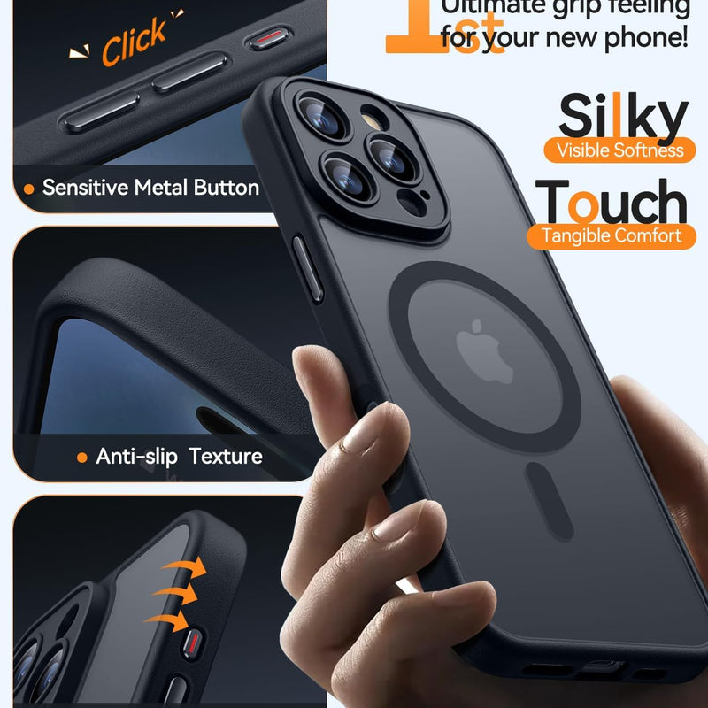 CANSHN Case for iPhone 16 Pro with Camera Protection for Magsafe (Top Military Protection and Magnetic Force), Extremely Durable, Shockproof, Black