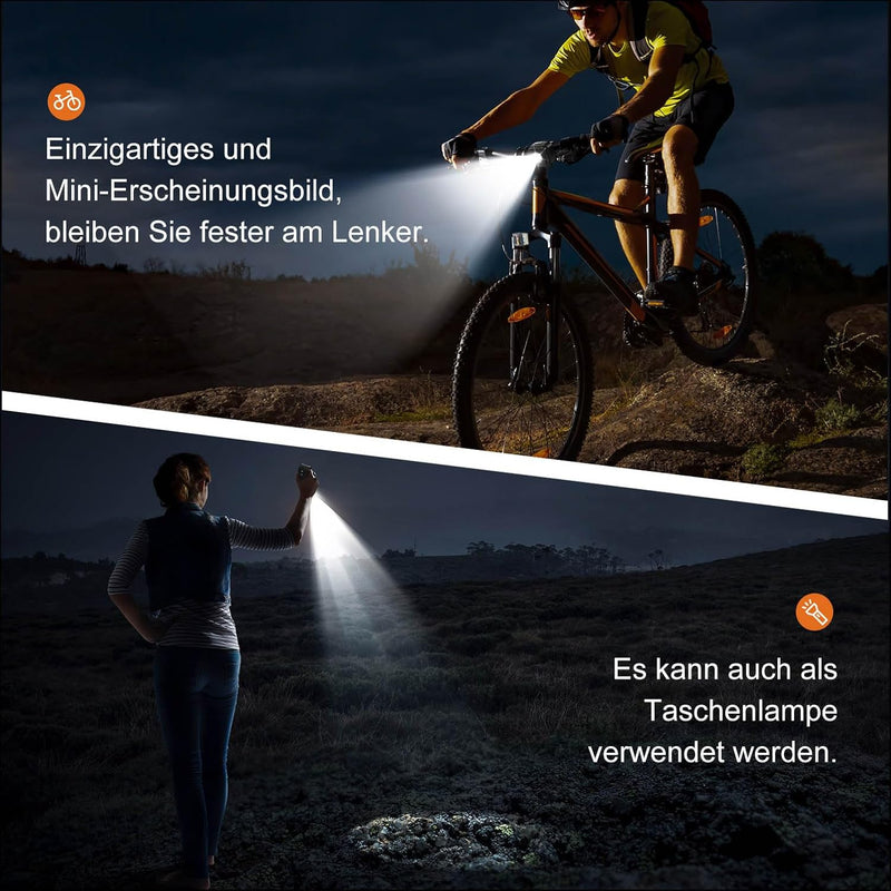 Antimi Bicycle Light Set, StVZO-Approved Lighting Set LED IPX5 Front Light + Rear Light Bicycle Light Set USB Type C