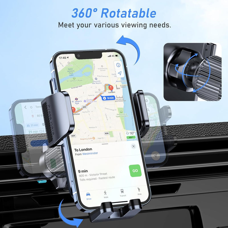 Blukar Mobile Phone Holder Car Mobile Phone Holder for Cars Ventilation with Upgraded Stable Version & One Button Release, 360° Rotatable Car Mount for iPhone, Galaxy and Other Android Smartphones