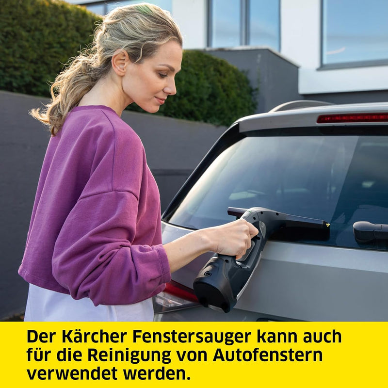 Kärcher Battery Window Vacuum Cleaner WV 2 Black Edition (Battery Life: 35 min, LED-Charge Status Display, 2 Suction Nozzles, Spray Bottle With Microfiber Cover, 20 ml Window Cleaner Concentrate