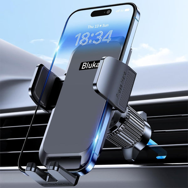 Blukar Mobile Phone Holder Car Mobile Phone Holder for Cars Ventilation with Upgraded Stable Version & One Button Release, 360° Rotatable Car Mount for iPhone, Galaxy and Other Android Smartphones