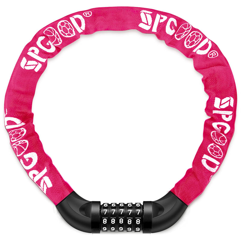 SPGOOD Bicycle Lock with Numbers and High Security Level, Bicycle Chain Lock, Number Code Combination Lock, Hardened Steel Chain Links, 14 Colours