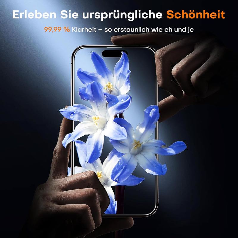 TOCOL For iPhone 16 Pro for Tempered Glass, Full Screen Shockproof Protective Glass Car Installation 9H Hardness Film Scratch-Resistant Anti-Fingerprint Anti-Oil Anti-Bubble Screen Protector for