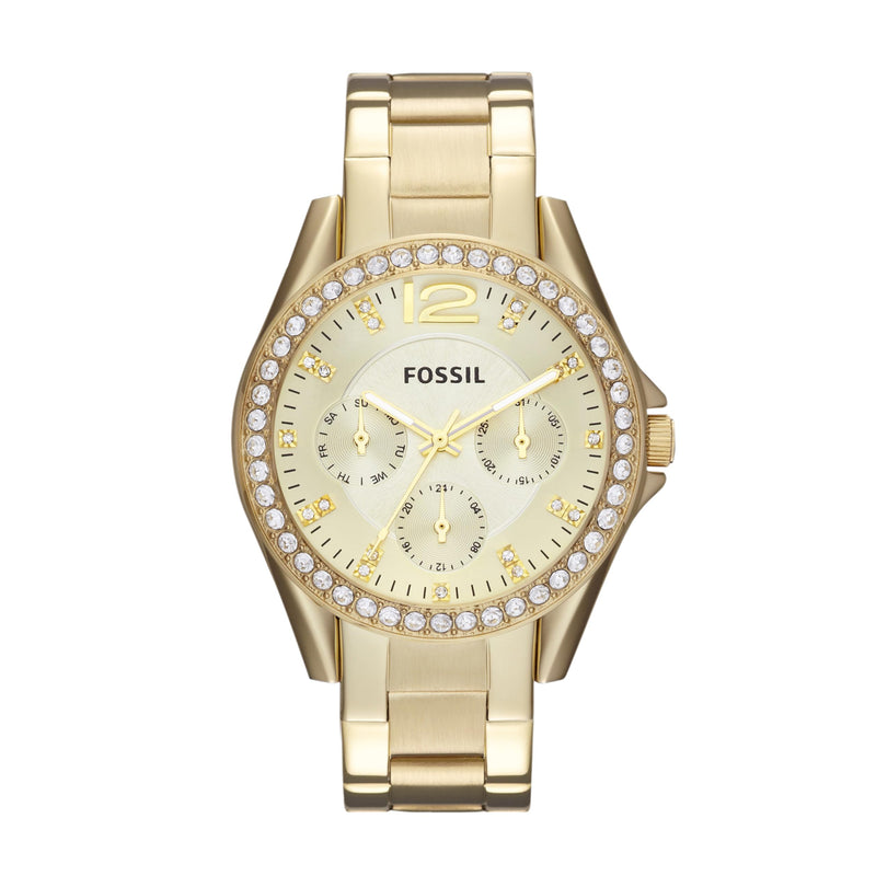 FOSSIL Riley Watch für Damen, Quarz-Chronographenwerk mit Edelstahl- oder Lederarmband