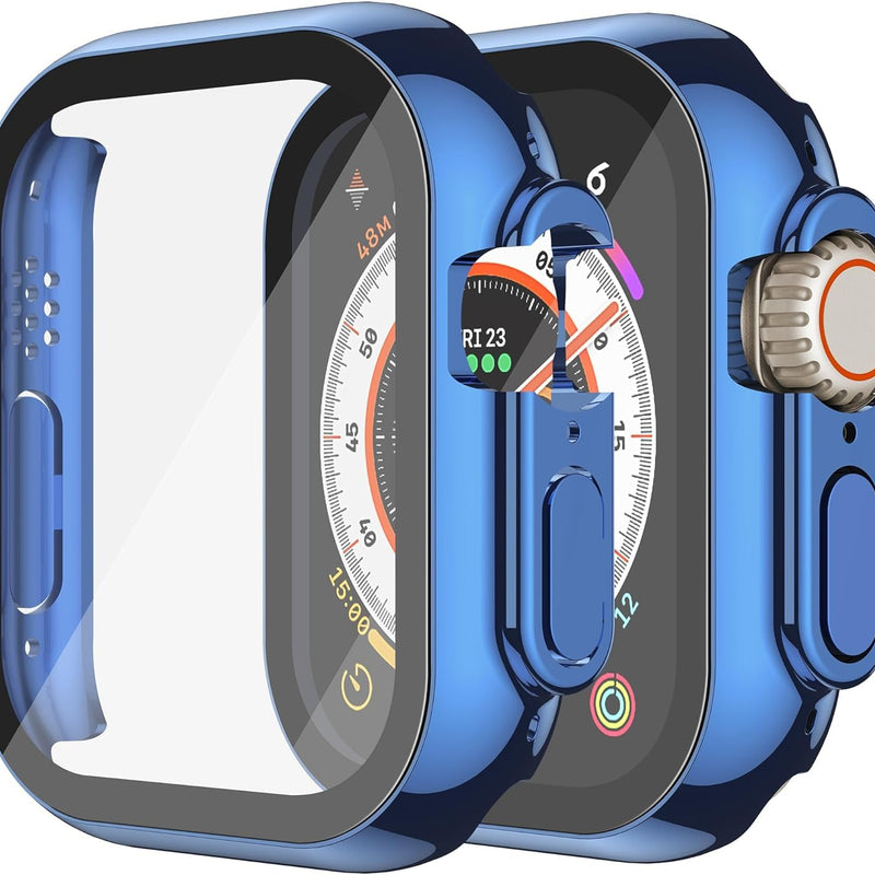Misxi Pack of 2 Hard PC Protective Cases with Tempered Screen Protector for Apple Watch Series 10 (2024) 46 mm, Ultra Thin Anti-fall Scratch-Resistant Cover Protection for iWatch Matte Black