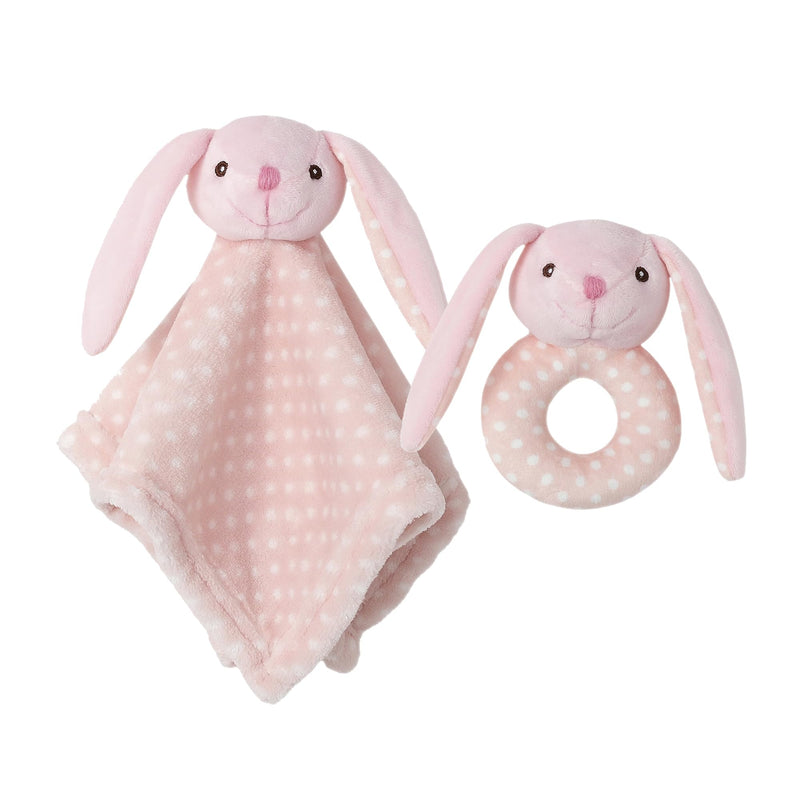 CREVENT Soft Safe Fluffy Animal Face Baby Comforter Blanket for Girls and Boys, Great Gifts for Birthday, Baby Shower (Pink Bear + Pendant)
