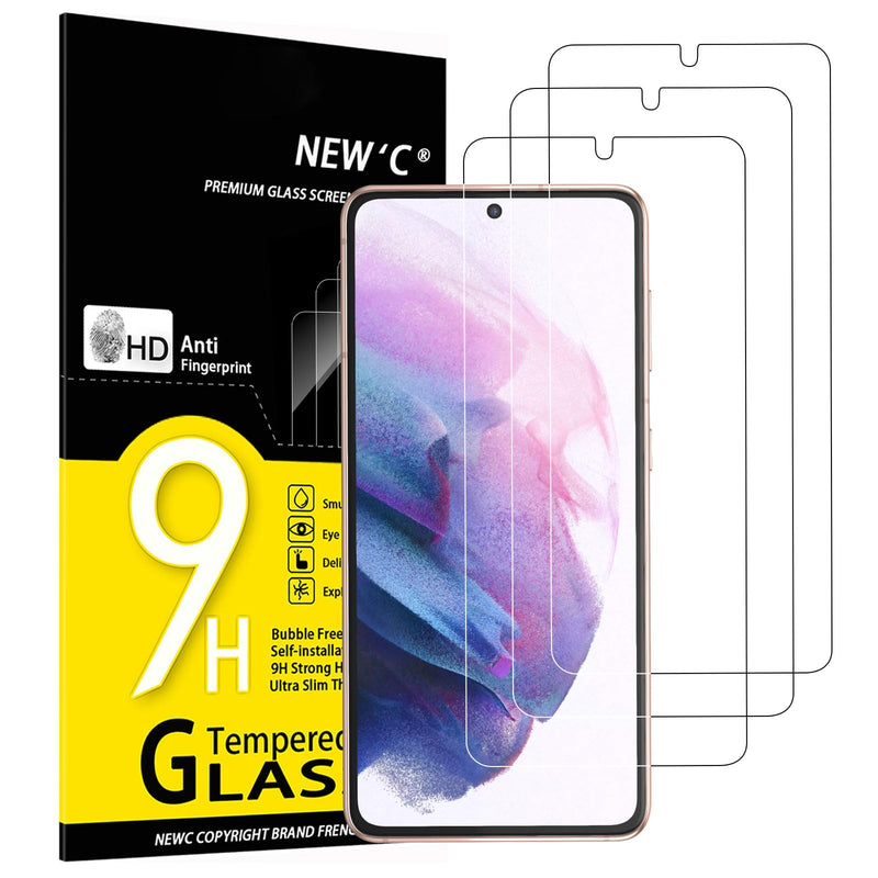 NEW'C Tempered Glass Screen Protector for Samsung Galaxy S24 FE 5G, Free from Scratches, 9H Hardness, HD Screen Protector, 0.33 mm Ultra Clear, Ultra Resistant, Pack of 3