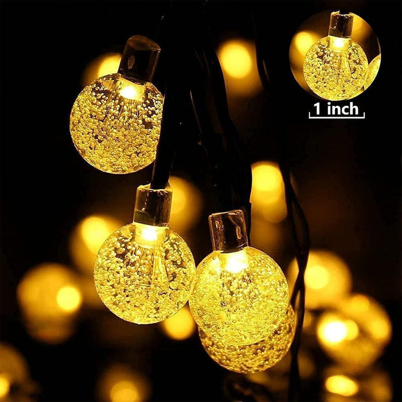 Moxled Solar Fairy Lights Outdoor 60 LED, 11 m Fairy Lights Outdoor Solar Waterproof 8 Modes Crystal Balls Solar Fairy Lights Outdoor for Garden, Patio, Balcony, Parties (Warm White)