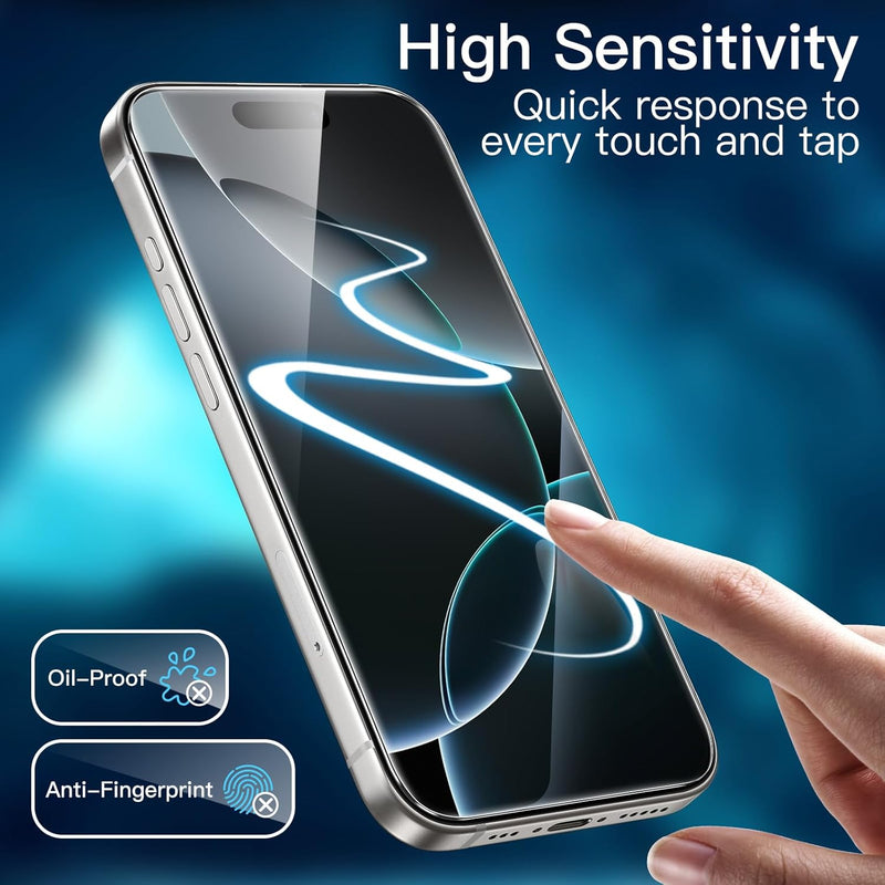 JETech Screen Protector for iPhone 16 Pro 6.3 Inch, Tempered Glass Screen Protector with Easy Installation Tool, Does Not Influence the Case, HD Clear, Pack of 3