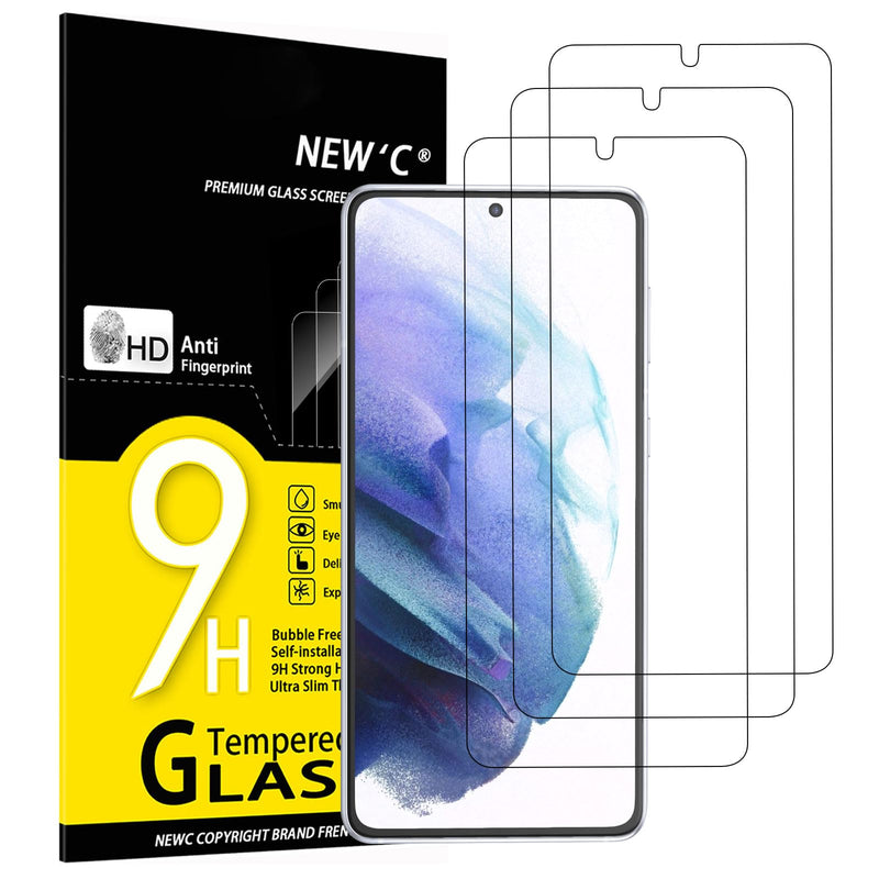 NEW'C Tempered Glass Screen Protector for Samsung Galaxy S24 FE 5G, Free from Scratches, 9H Hardness, HD Screen Protector, 0.33 mm Ultra Clear, Ultra Resistant, Pack of 3