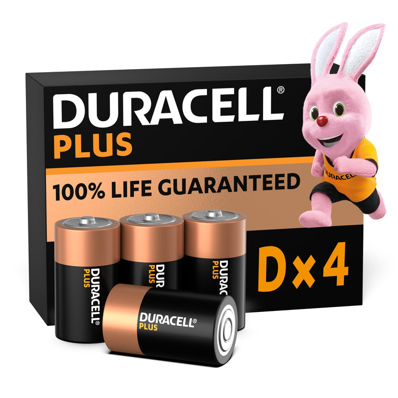 Duracell Plus 9 V Block Alkaline Batteries 6LR61 MN1604 Pack of 4