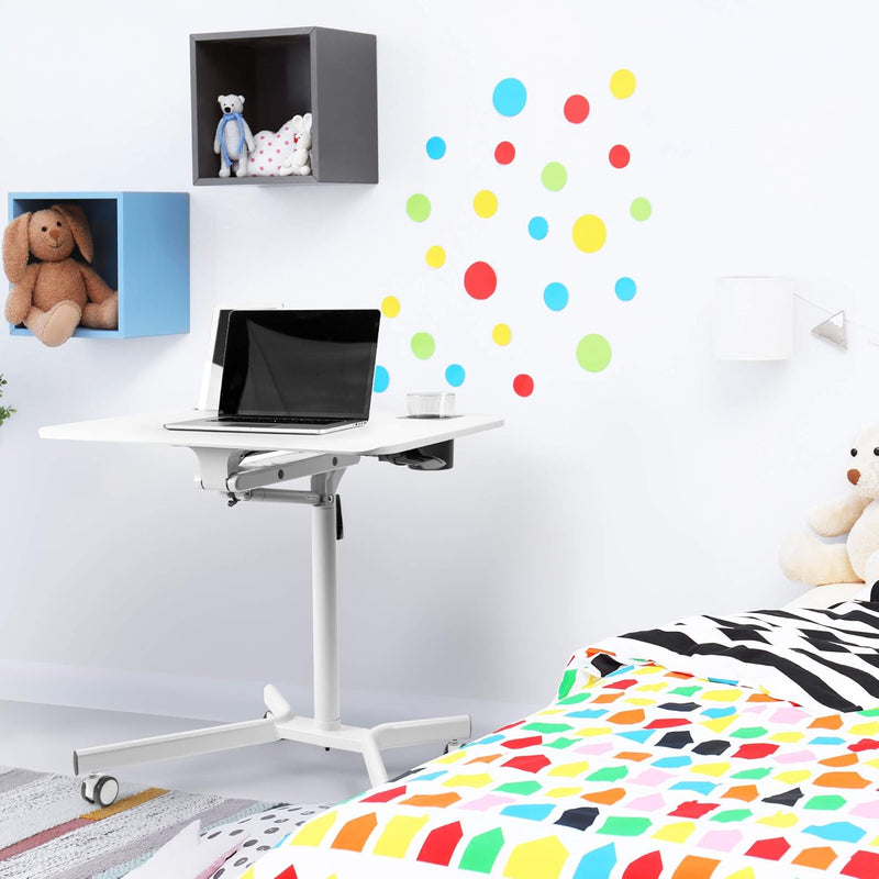 Duronic WPS57 Arbeitstisch | Laptoptisch 70 x 52 cm bis 10 kg | Computertisch mit Rollen | Höhenverstellbarer Projektortisch für Beamer | Sitz-Stehtisch Schreibtisch Rolltisch Beistelltisch Sofatisch