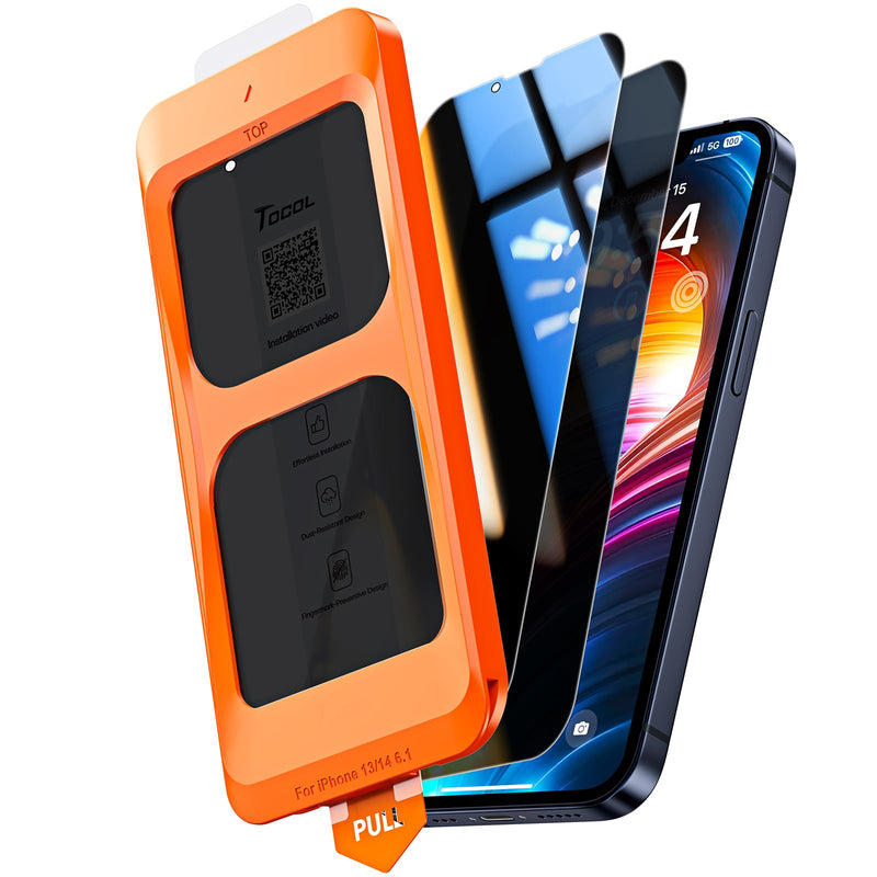 TOCOL For iPhone 16 Pro for Tempered Glass, Full Screen Shockproof Protective Glass Car Installation 9H Hardness Film Scratch-Resistant Anti-Fingerprint Anti-Oil Anti-Bubble Screen Protector for