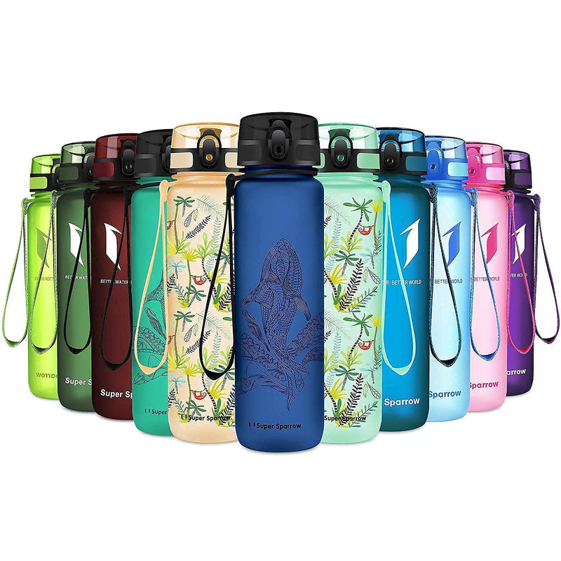Super Sparrow Drinking Bottle, Tritan Water Bottle, 350 ml, 500 ml, 750 ml, 1000 ml, BPA-Free, Ideal Sports Bottle, for Sports, Bike, Fitness, University or Outdoors, Lightweight, Sustainable