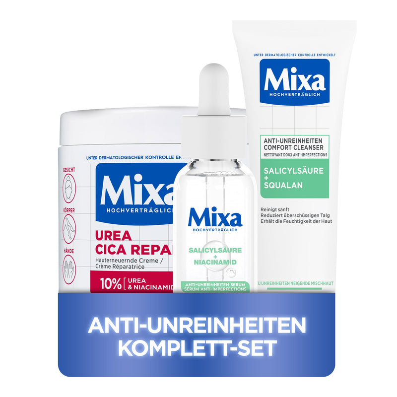 Mixa Urea Cica Repair+ Set: 3er Pack | Hauterneuernde Creme (3x400ml) | Gegen trockene, rissige & irritierte Haut | Mit Urea & Niacinamide| Für Gesicht, Körper & Hände | Zieht schnell ein