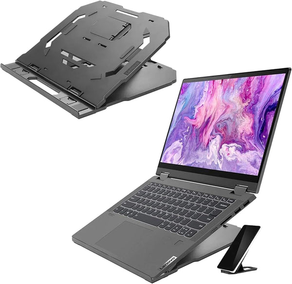 Lenovo GXF0X02619 2-in-1 Laptop Stand Ergonomic 10 Adjustable Tilt Angles Ventilated Non-Slip Portable Black