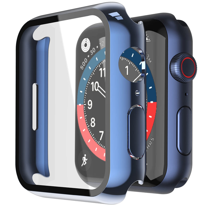 Misxi Pack of 2 Hard PC Protective Cases with Tempered Screen Protector for Apple Watch Series 10 (2024) 46 mm, Ultra Thin Anti-fall Scratch-Resistant Cover Protection for iWatch Matte Black