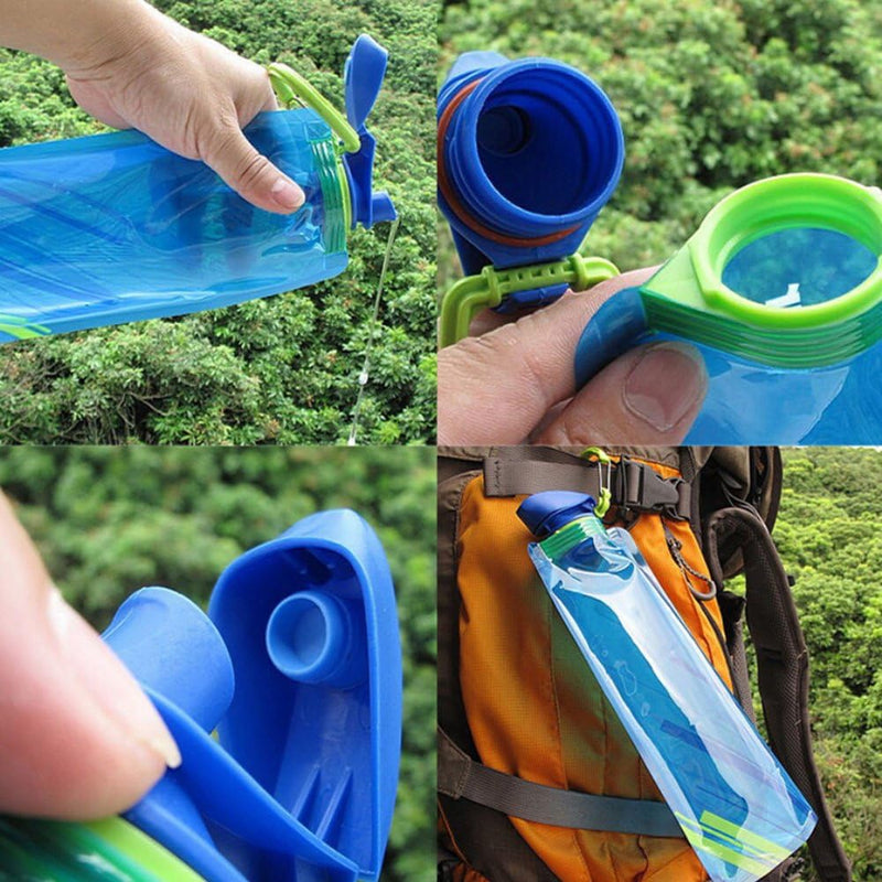 YoMaris Unisex Adult 700ML Foldable Set of 3 Reusable Water Bottles with CE, RoHS Certificates, Foldable, Flexible, For Hiking, Adventure, Travel