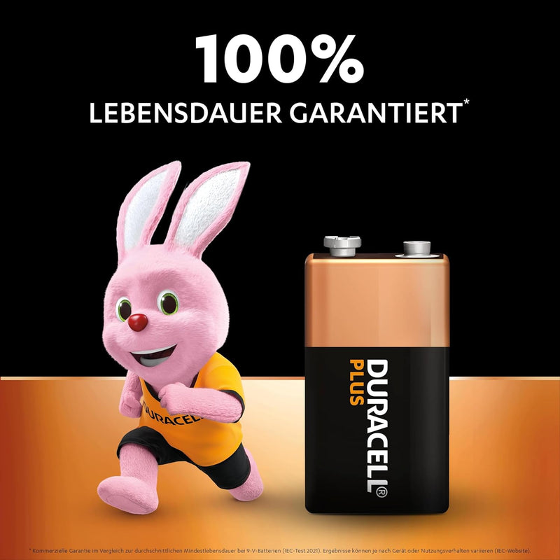 Duracell Plus 9 V Block Alkaline Batteries 6LR61 MN1604 Pack of 4