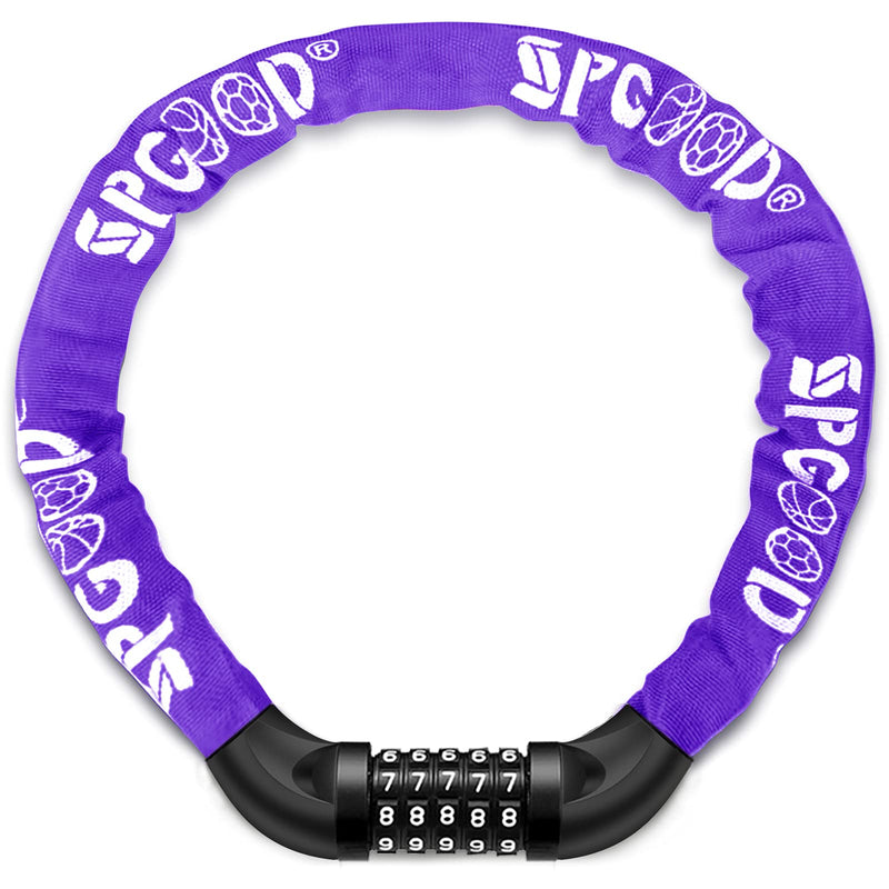 SPGOOD Bicycle Lock with Numbers and High Security Level, Bicycle Chain Lock, Number Code Combination Lock, Hardened Steel Chain Links, 14 Colours
