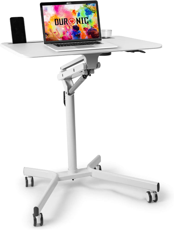 Duronic WPS57 Arbeitstisch | Laptoptisch 70 x 52 cm bis 10 kg | Computertisch mit Rollen | Höhenverstellbarer Projektortisch für Beamer | Sitz-Stehtisch Schreibtisch Rolltisch Beistelltisch Sofatisch