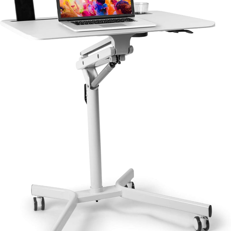 Duronic WPS57 Arbeitstisch | Laptoptisch 70 x 52 cm bis 10 kg | Computertisch mit Rollen | Höhenverstellbarer Projektortisch für Beamer | Sitz-Stehtisch Schreibtisch Rolltisch Beistelltisch Sofatisch