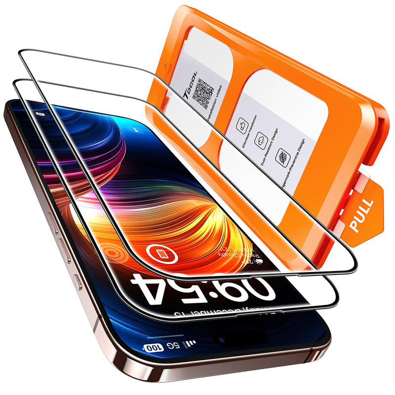 TOCOL For iPhone 16 Pro for Tempered Glass, Full Screen Shockproof Protective Glass Car Installation 9H Hardness Film Scratch-Resistant Anti-Fingerprint Anti-Oil Anti-Bubble Screen Protector for