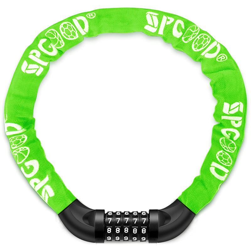 SPGOOD Bicycle Lock with Numbers and High Security Level, Bicycle Chain Lock, Number Code Combination Lock, Hardened Steel Chain Links, 14 Colours