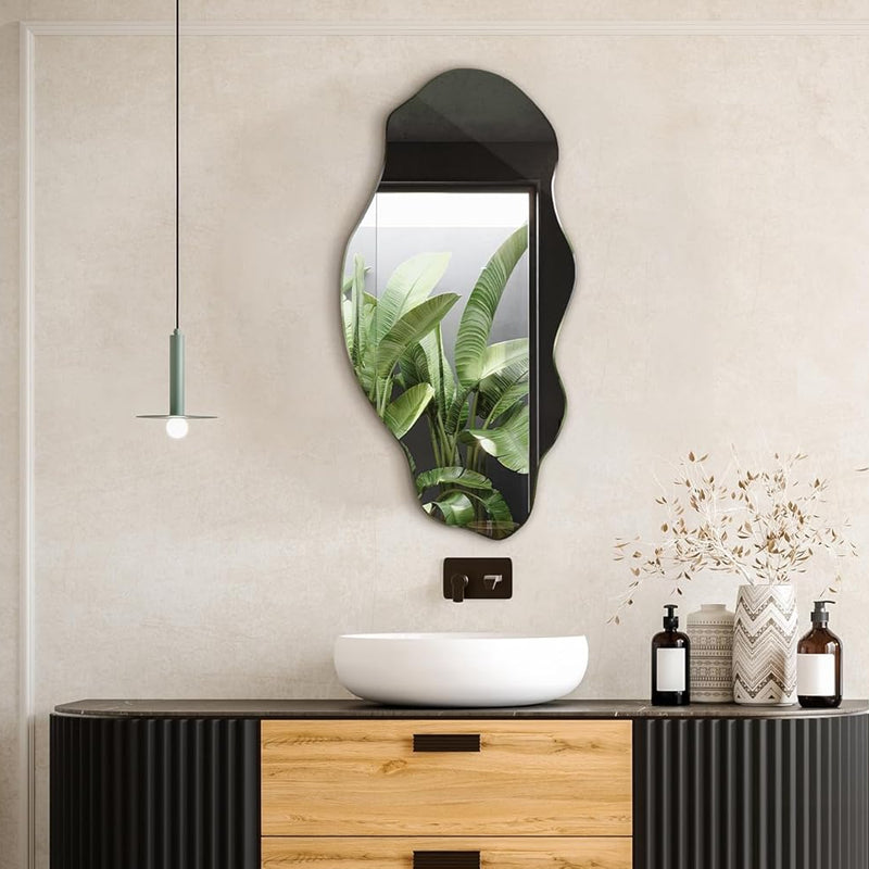 Tulup Mirror 50 x 100 cm Large Modern Irregular Organic Asymmetrical Stain for Bathroom Living Room Vertical