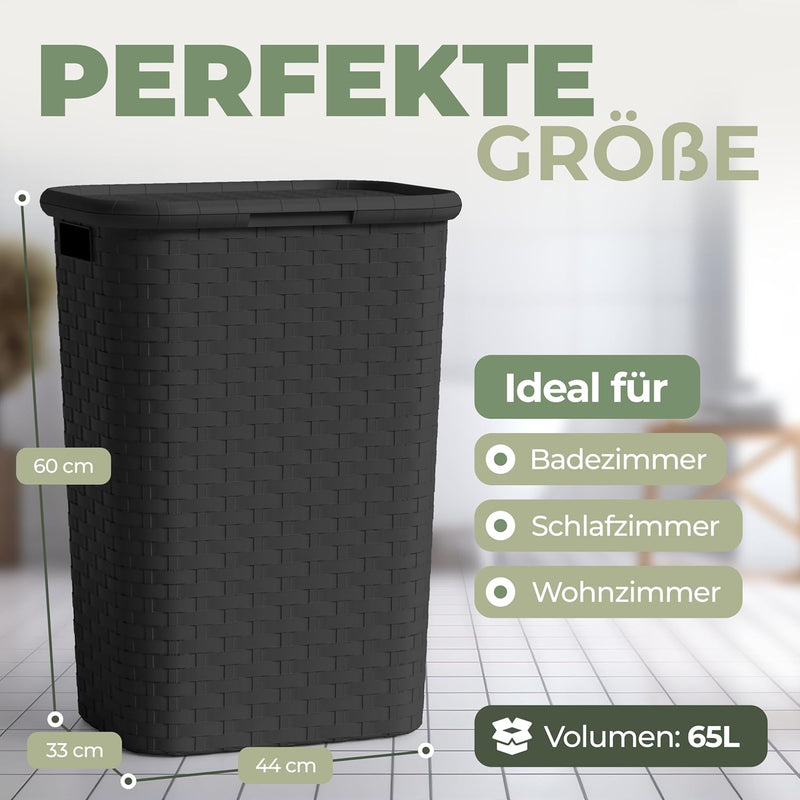 Spetebo Woven Effect Laundry Basket / Box, 65 Litres, 8 Colours