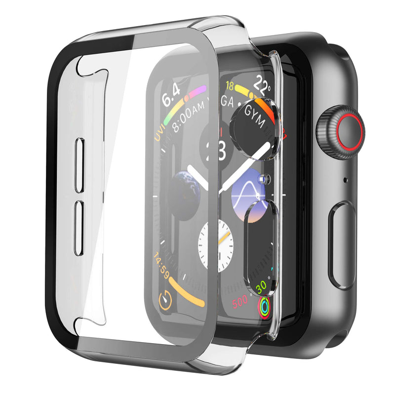 Misxi Pack of 2 Hard PC Protective Cases with Tempered Screen Protector for Apple Watch Series 10 (2024) 46 mm, Ultra Thin Anti-fall Scratch-Resistant Cover Protection for iWatch Matte Black