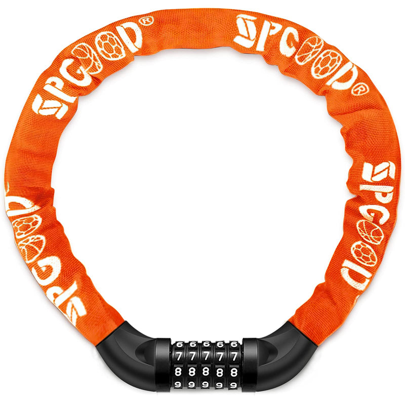 SPGOOD Bicycle Lock with Numbers and High Security Level, Bicycle Chain Lock, Number Code Combination Lock, Hardened Steel Chain Links, 14 Colours