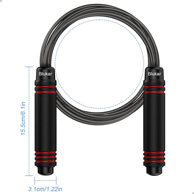 Blukar Skipping Rope with Skin-Friendly Foam Handles, Speed Rope, Adjustable Length, Non-Slip and Ideal for Fitness and Endurance Training, Suitable for Children and Adults