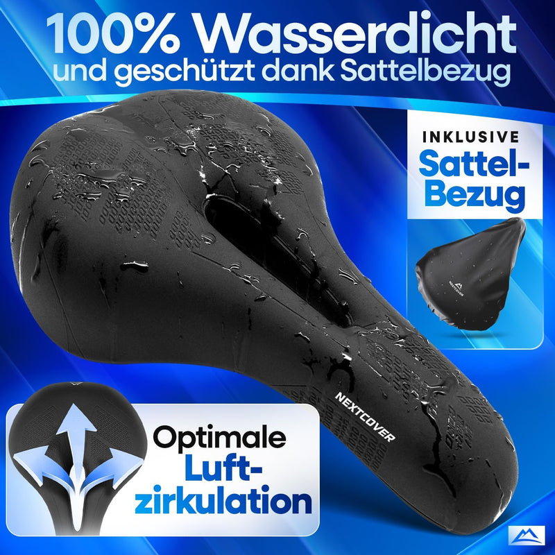 NEXTCOVER® Bicycle Saddle - The Original - with Memory Foam 2.0 I Maximum Riding Comfort I Ergonomic Bicycle Saddle for Men and Women I Bicycle Saddle Men Comfortable Bicycle Saddle Women Comfortable