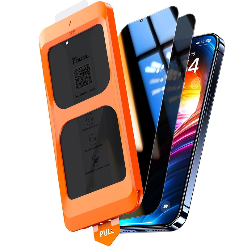 TOCOL For iPhone 16 Pro for Tempered Glass, Full Screen Shockproof Protective Glass Car Installation 9H Hardness Film Scratch-Resistant Anti-Fingerprint Anti-Oil Anti-Bubble Screen Protector for