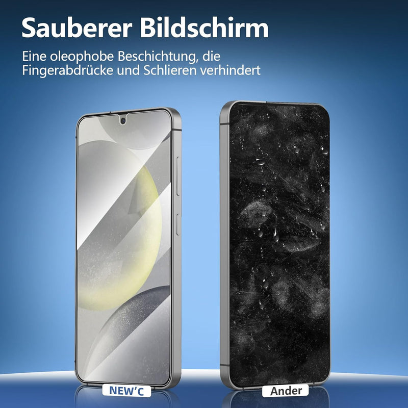 NEW'C Tempered Glass Screen Protector for Samsung Galaxy S24 FE 5G, Free from Scratches, 9H Hardness, HD Screen Protector, 0.33 mm Ultra Clear, Ultra Resistant, Pack of 3