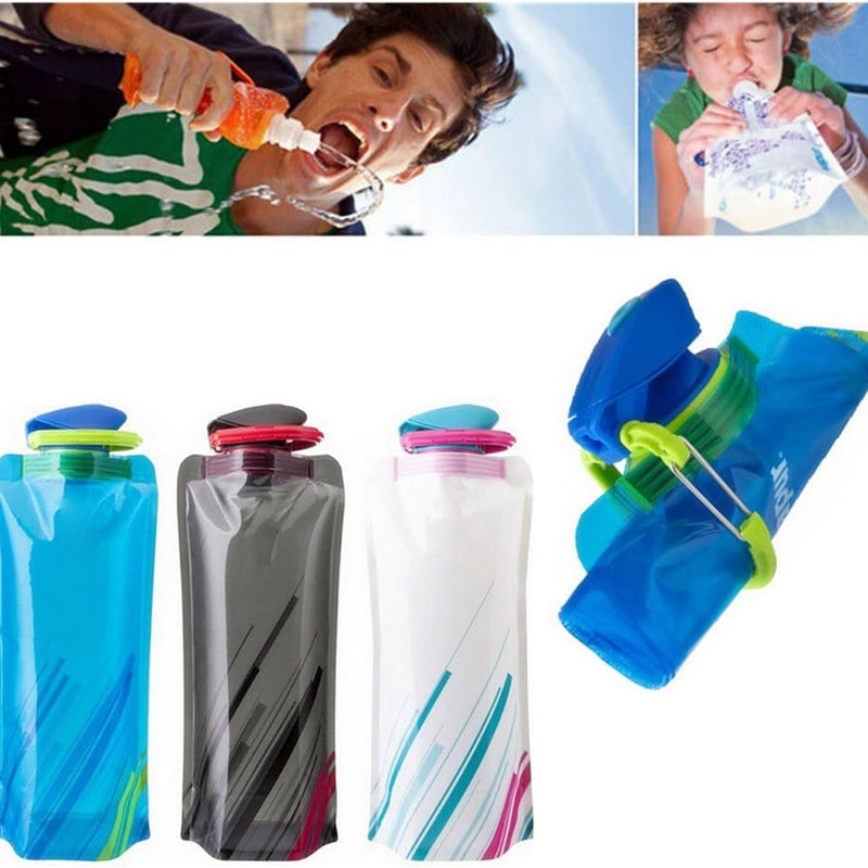 YoMaris Unisex Adult 700ML Foldable Set of 3 Reusable Water Bottles with CE, RoHS Certificates, Foldable, Flexible, For Hiking, Adventure, Travel