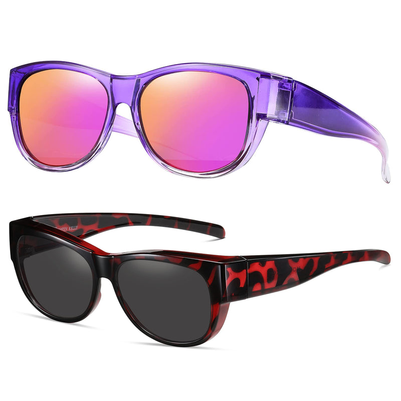 SHEEN KELLY Oversized TR90 Fits Over Sunglasses Mirror Polarised Lens Cateye for Women Drivers Glasses Over Lenses Lightweight