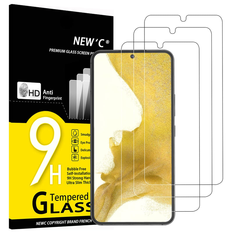 NEW'C Tempered Glass Screen Protector for Samsung Galaxy S24 FE 5G, Free from Scratches, 9H Hardness, HD Screen Protector, 0.33 mm Ultra Clear, Ultra Resistant, Pack of 3