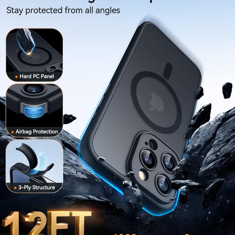 CANSHN Case for iPhone 16 Pro with Camera Protection for Magsafe (Top Military Protection and Magnetic Force), Extremely Durable, Shockproof, Black