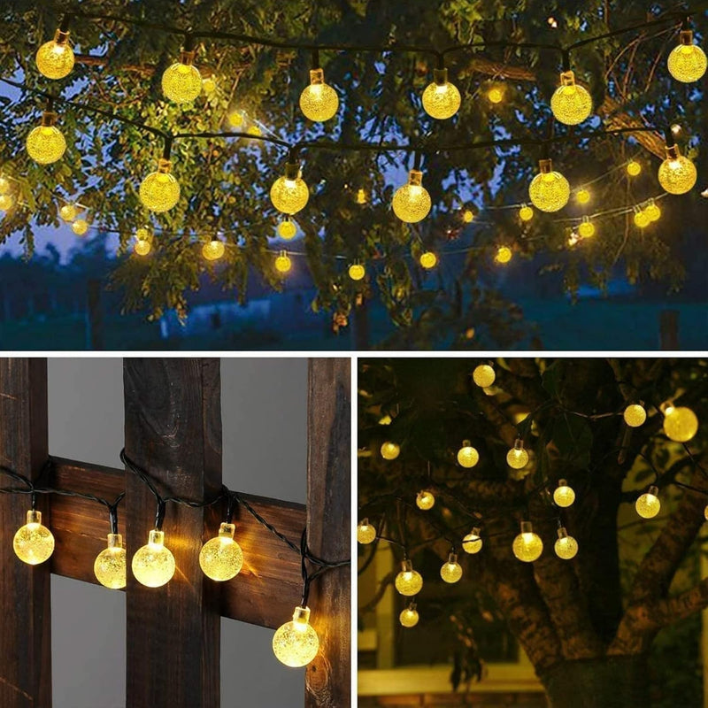 Moxled Solar Fairy Lights Outdoor 60 LED, 11 m Fairy Lights Outdoor Solar Waterproof 8 Modes Crystal Balls Solar Fairy Lights Outdoor for Garden, Patio, Balcony, Parties (Warm White)
