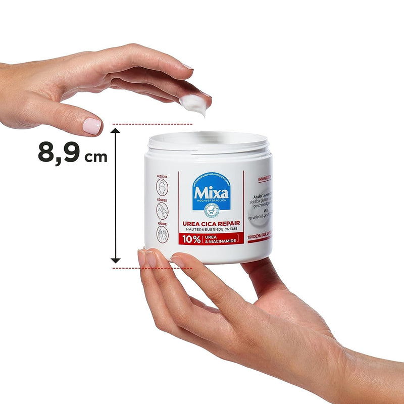 Mixa Urea Cica Repair+ Set: 3er Pack | Hauterneuernde Creme (3x400ml) | Gegen trockene, rissige & irritierte Haut | Mit Urea & Niacinamide| Für Gesicht, Körper & Hände | Zieht schnell ein