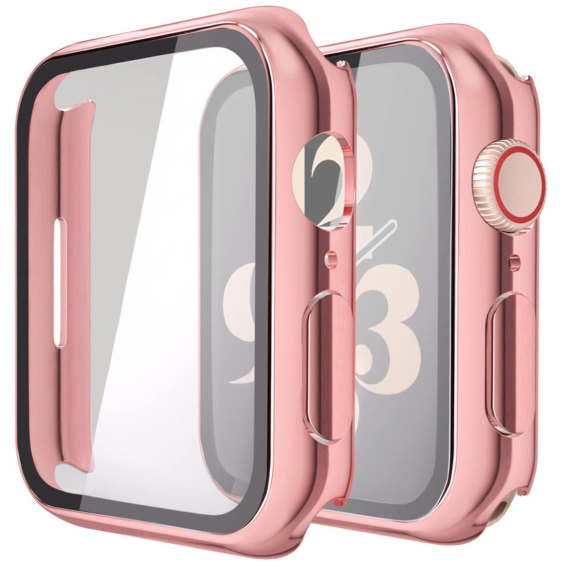 Misxi Pack of 2 Hard PC Protective Cases with Tempered Screen Protector for Apple Watch Series 10 (2024) 46 mm, Ultra Thin Anti-fall Scratch-Resistant Cover Protection for iWatch Matte Black