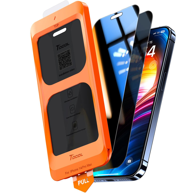 TOCOL For iPhone 16 Pro for Tempered Glass, Full Screen Shockproof Protective Glass Car Installation 9H Hardness Film Scratch-Resistant Anti-Fingerprint Anti-Oil Anti-Bubble Screen Protector for