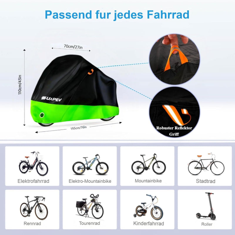 ZUAPEV Bicycle Cover Waterproof Bicycle Garage Weatherproof Tarpaulin for Outdoor Use Bicycle Tarpaulin Polyester 210D Bicycle Tarpaulin Rain Cover Bicycle Garage Outdoor Cover Protective Cover 195 x
